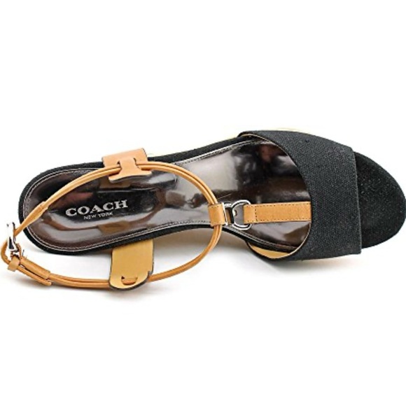 Coach Black and Tan Ankle Strap Sandals - Picture 1 of 3